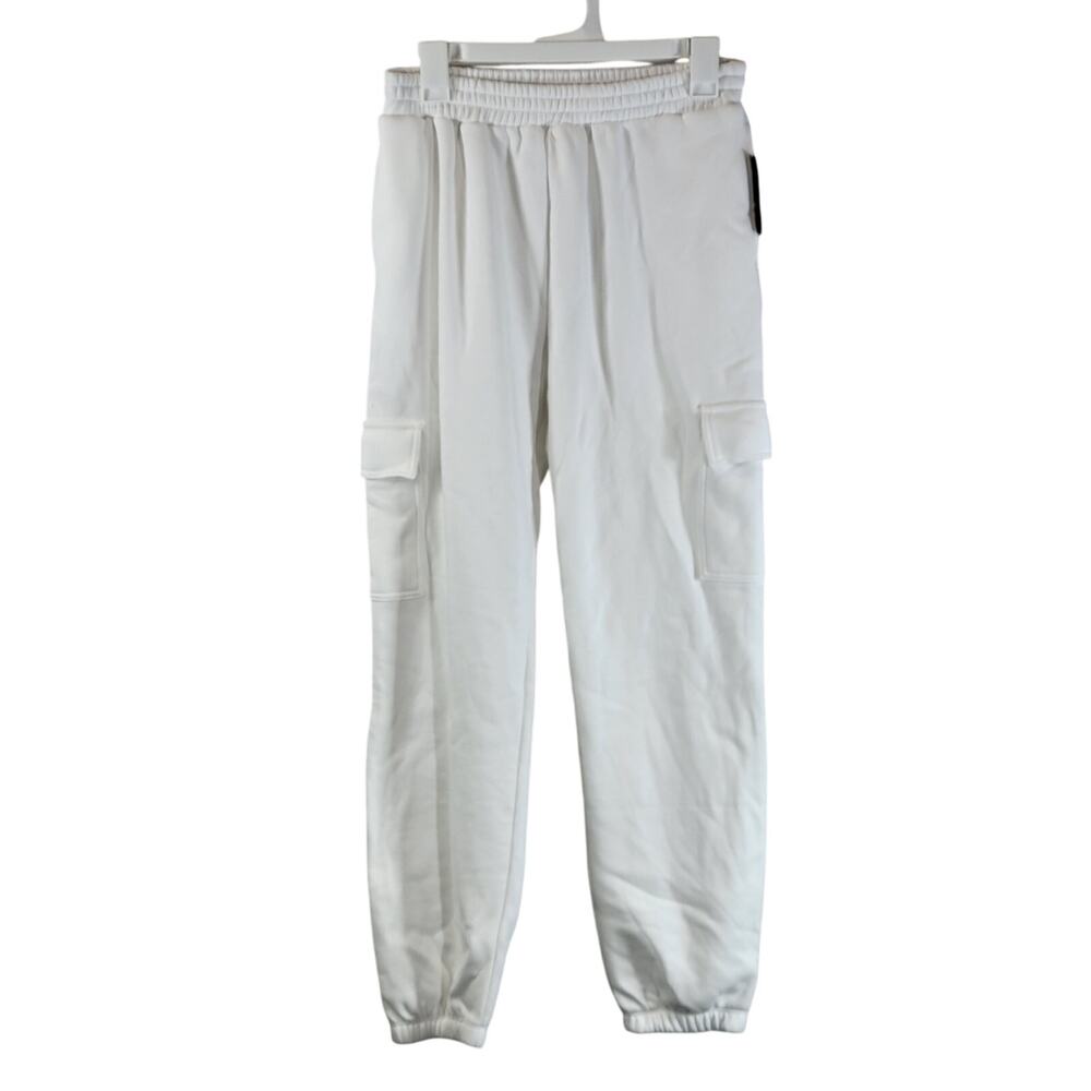 Art Class Girls' Fleece Cargo Jogger Pants, White, Sz XXL, NWT